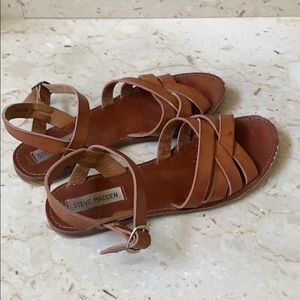 STEVE MADDEN TAN/BROWN LEATHER SANDALS